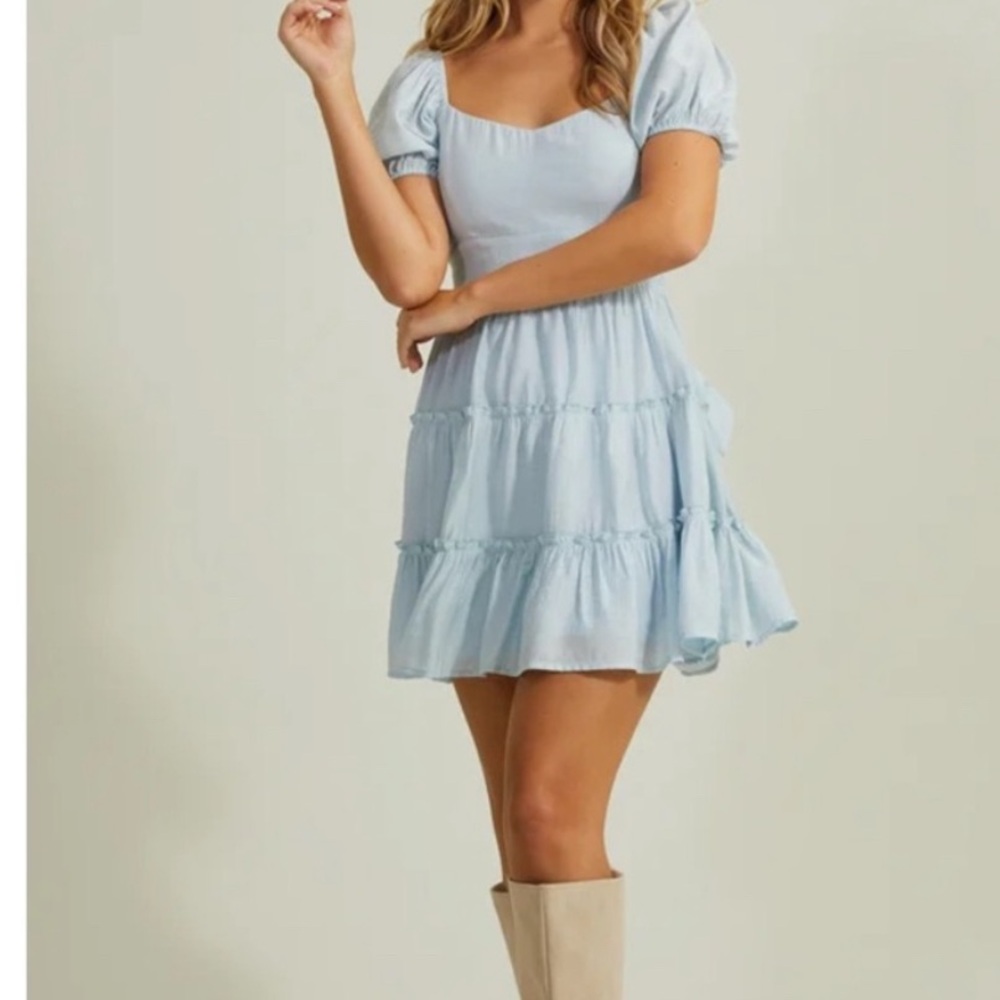 ALTARD state Light Blue Puff Sleeve Dress